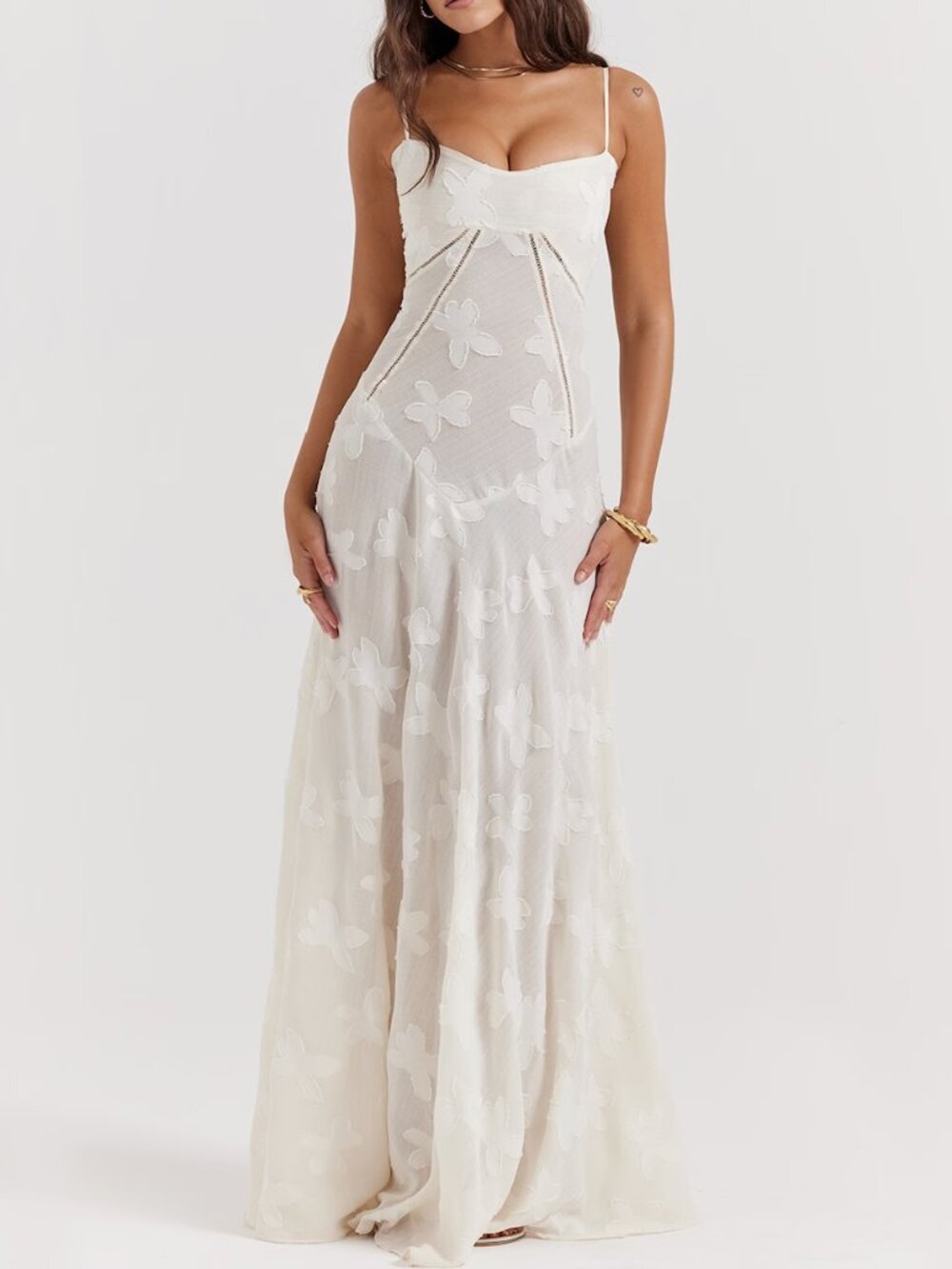 House of CB White Floral Embroidered Maxi Dress